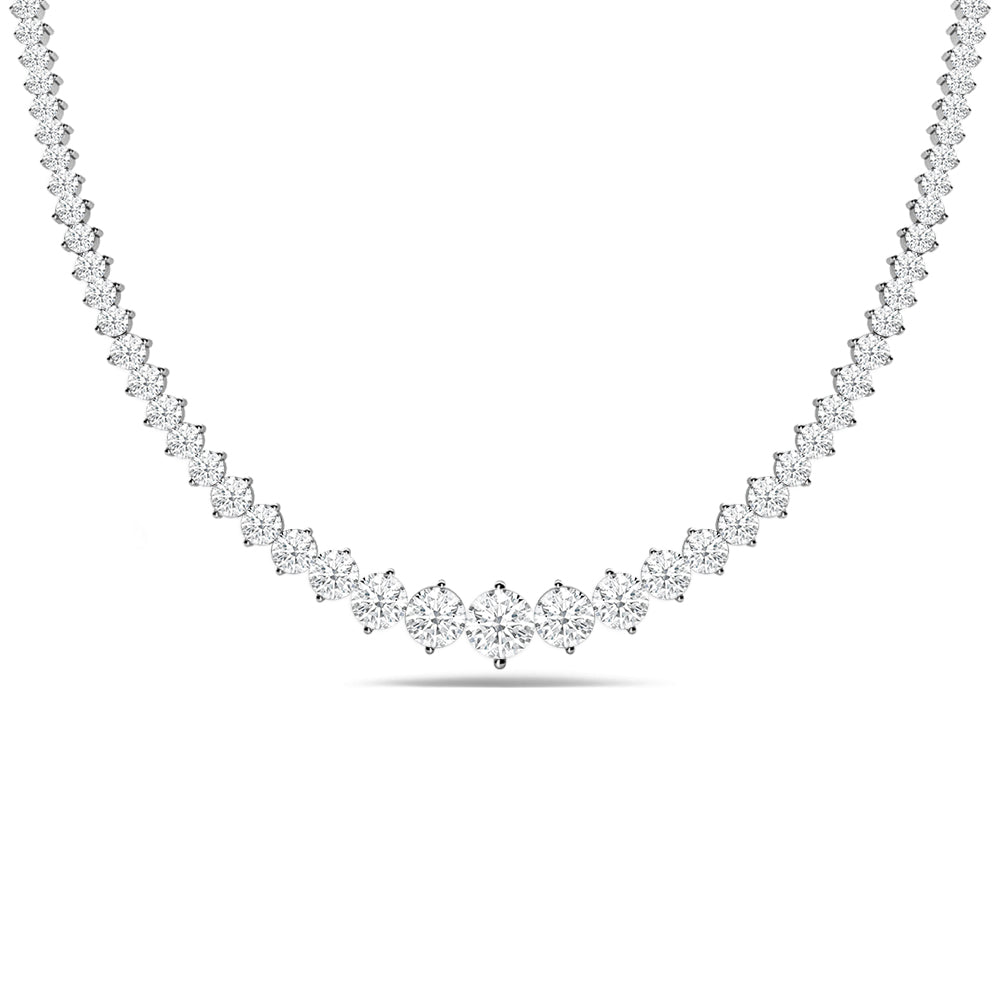 Two-Prong Tapering Diamond Tennis Necklace with 14KT White Gold / Lab / 7 Cut Diamond in 14KT White Gold / Lab / 7 view 1
