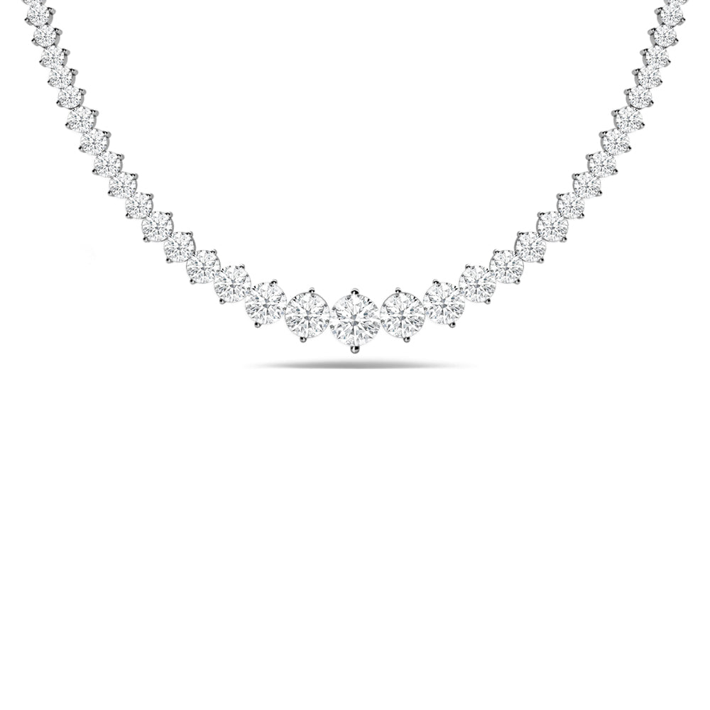 Two-Prong Tapering Diamond Tennis Necklace with 14KT White Gold / Lab / 7 Cut Diamond in 14KT White Gold / Lab / 7 view 2
