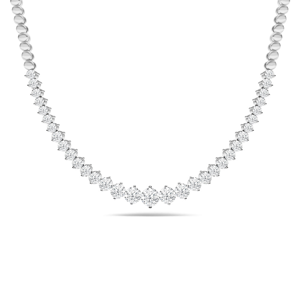 Two-Prong Tapering Diamond Shiny Link Necklace with 14KT White Gold / Lab / 2 Cut Diamond in 14KT White Gold / Lab / 2 view 1
