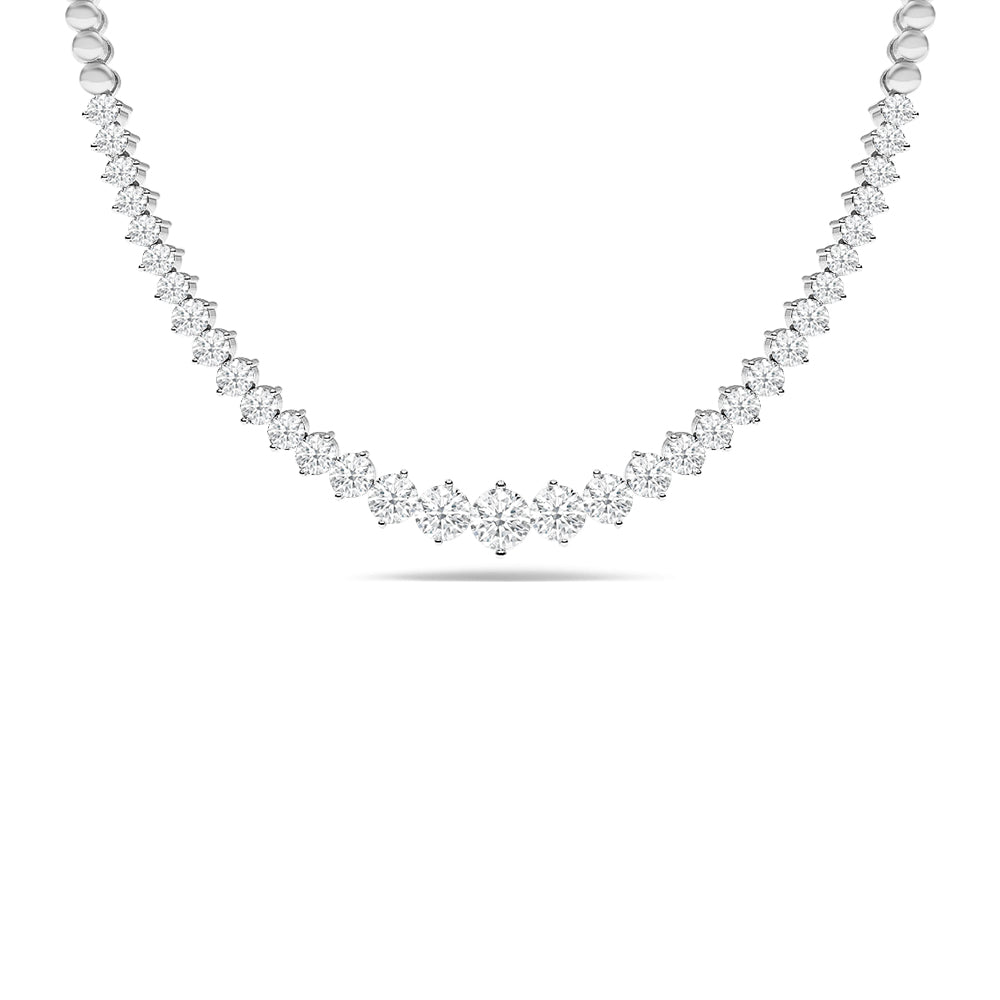 Two-Prong Tapering Diamond Shiny Link Necklace with 14KT White Gold / Lab / 2 Cut Diamond in 14KT White Gold / Lab / 2 view 2

