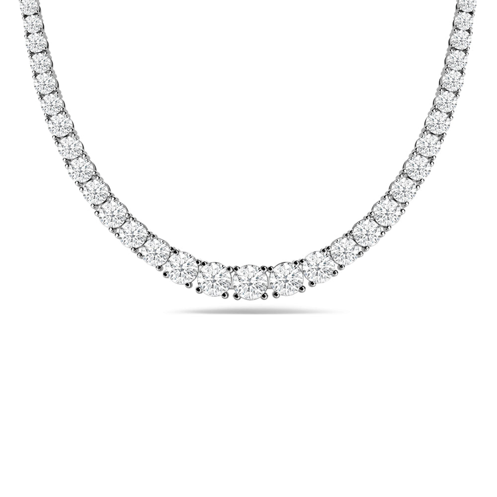 Four-Prong Diamond Tennis Necklace with 14KT White Gold / Lab / 10 Cut Diamond in 14KT White Gold / Lab / 10 view 1

