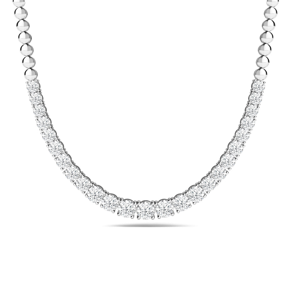 Four-Prong Diamond Shiny Link Necklace with 14KT White Gold / Lab / 4 Cut Diamond in 14KT White Gold / Lab / 4 view 1
