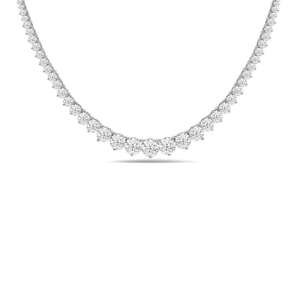 Three-Prong Diamond Tennis Necklace with 14KT White Gold / Lab / 10 Cut Diamond in 14KT White Gold / Lab / 10 view 1
