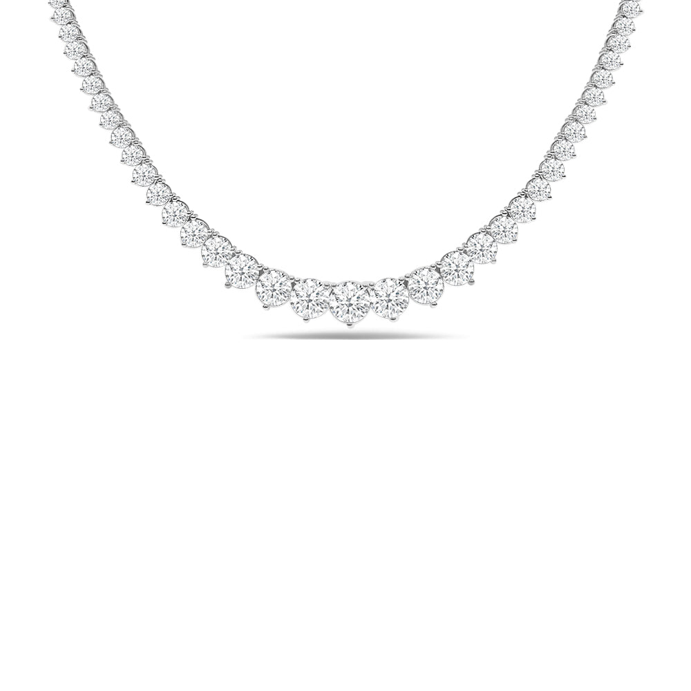 Three-Prong Diamond Tennis Necklace with 14KT White Gold / Lab / 10 Cut Diamond in 14KT White Gold / Lab / 10 view 2

