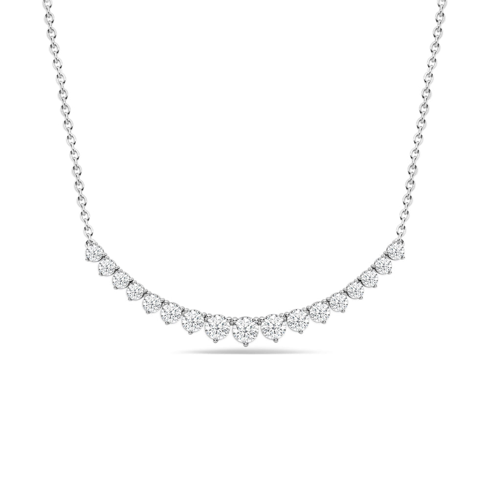 Three-Prong Diamond Line Chain Necklace with 14KT White Gold / Lab / 3 Cut Diamond in 14KT White Gold / Lab / 3 view 1
