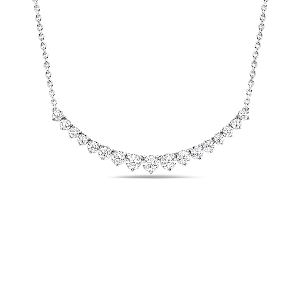 Three-Prong Diamond Line Chain Necklace with 14KT White Gold / Lab / 3 Cut Diamond in 14KT White Gold / Lab / 3 view 2
