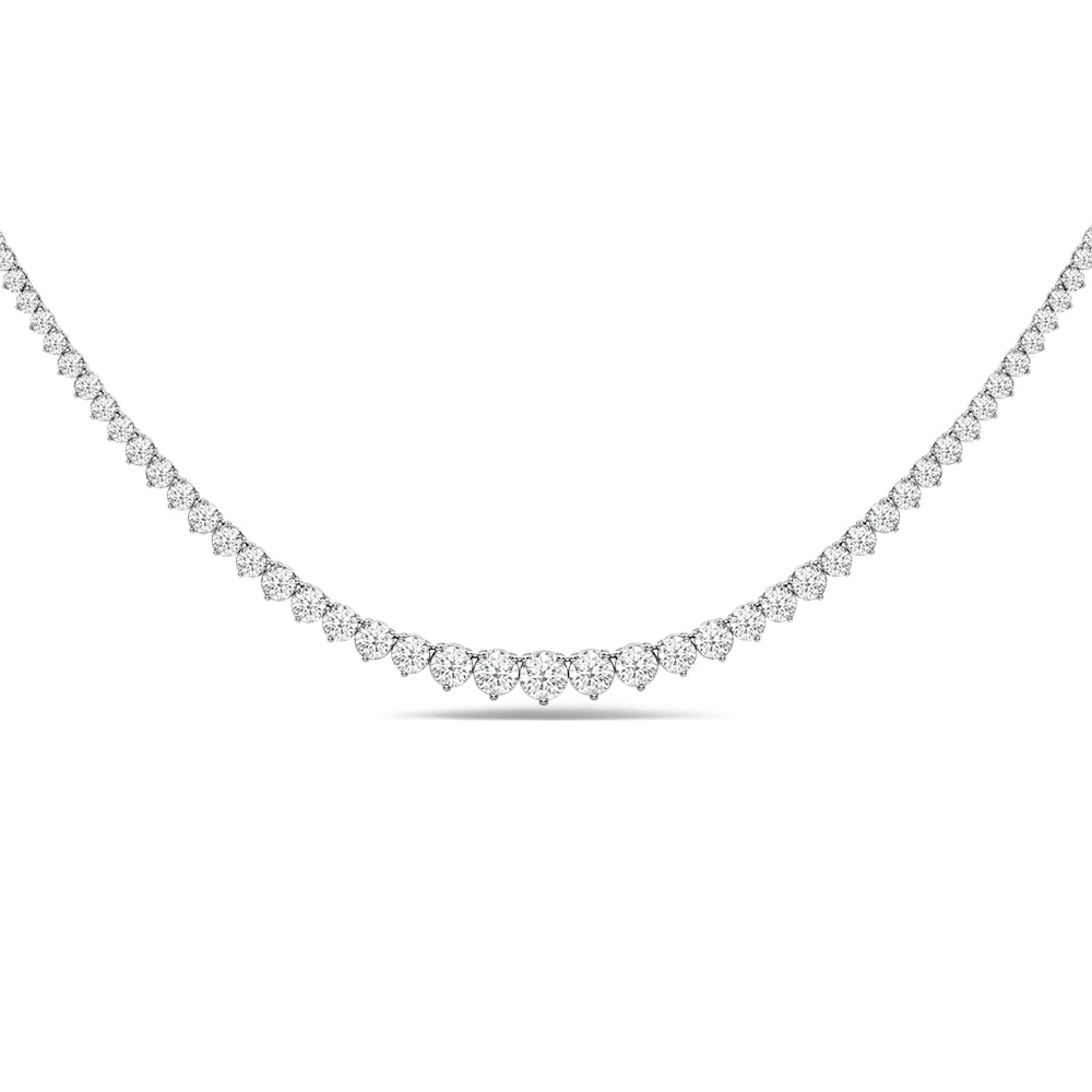 Tapering Three-Prong Diamond Tennis Necklace with 14KT White Gold / Lab / 15 Cut Diamond in 14KT White Gold / Lab / 15 view 1
