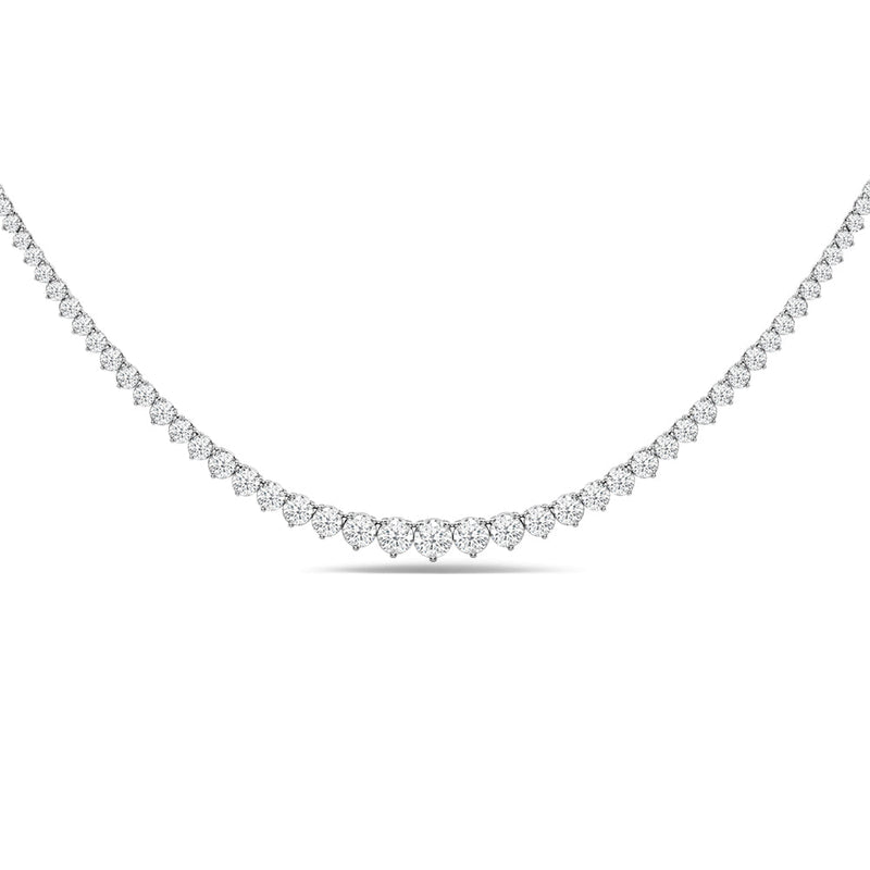 Tapering Three-Prong Diamond Tennis Necklace