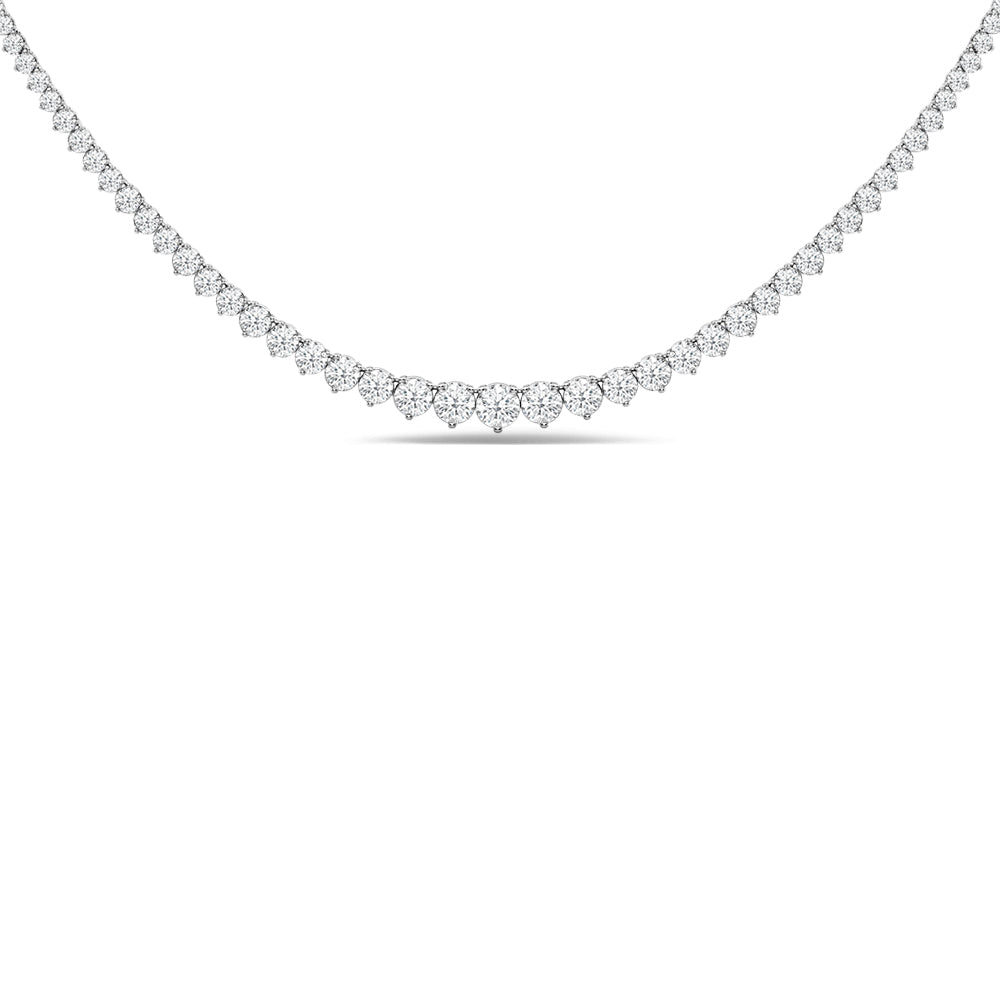 Tapering Three-Prong Diamond Tennis Necklace with 14KT White Gold / Lab / 9 Cut Diamond in 14KT White Gold / Lab / 9 view 2
