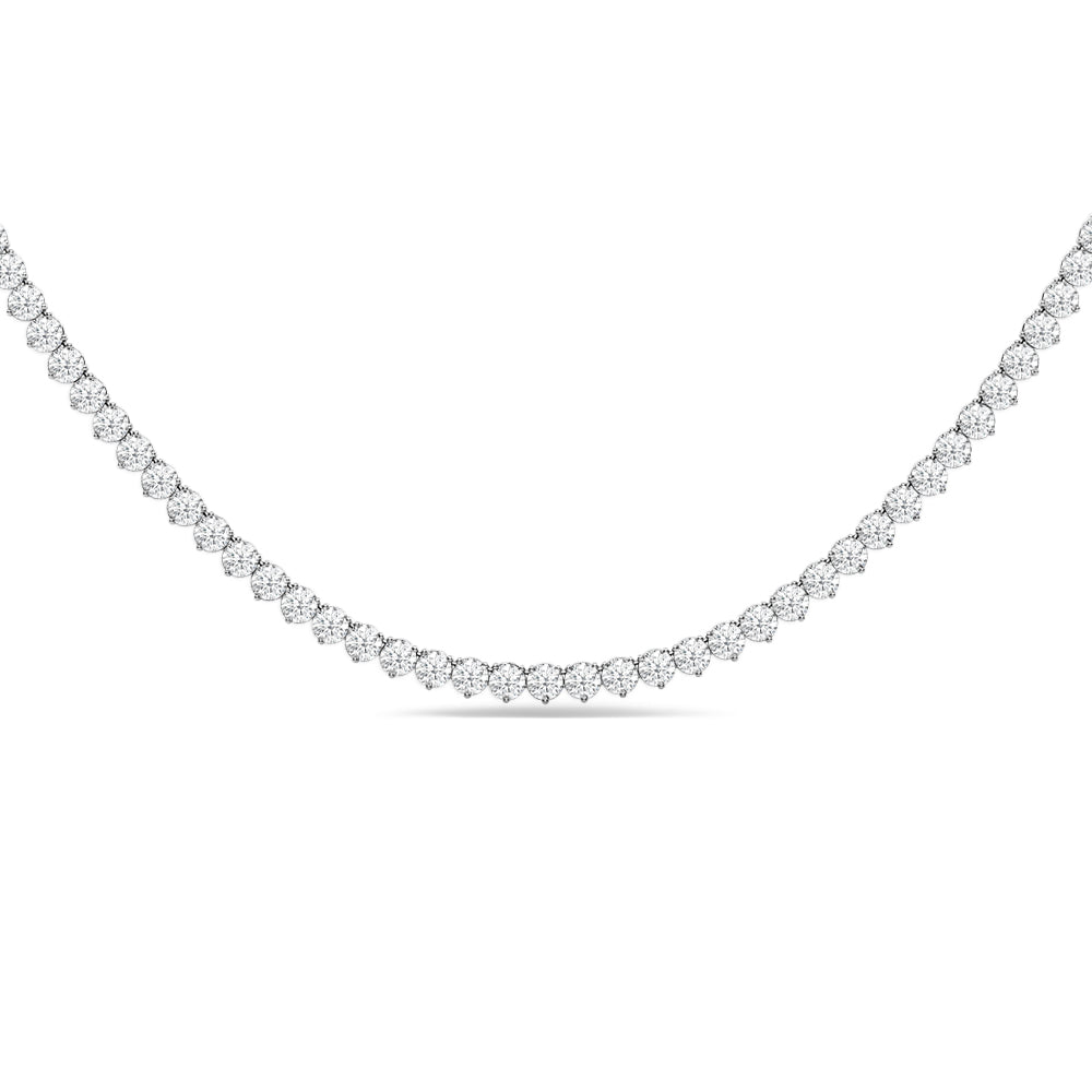 Three-Prong Diamond Eternity Tennis Necklace with 14KT White Gold / Lab / 11 Cut Diamond in 14KT White Gold / Lab / 11 view 1
