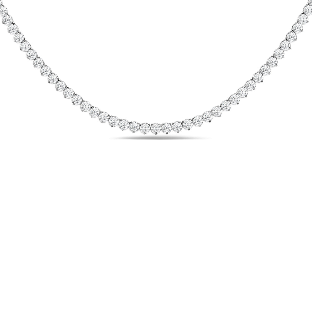 Three-Prong Diamond Eternity Tennis Necklace with 14KT White Gold / Lab / 11 Cut Diamond in 14KT White Gold / Lab / 11 view 2
