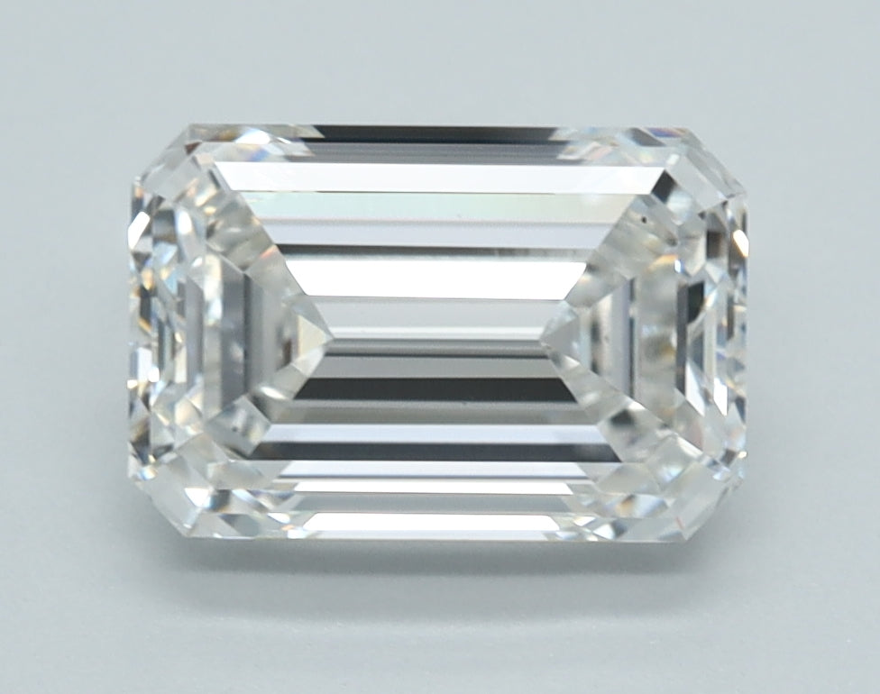 2.05 Carat Emerald Lab Diamond with  Cut Diamond in 14KT  view 1
