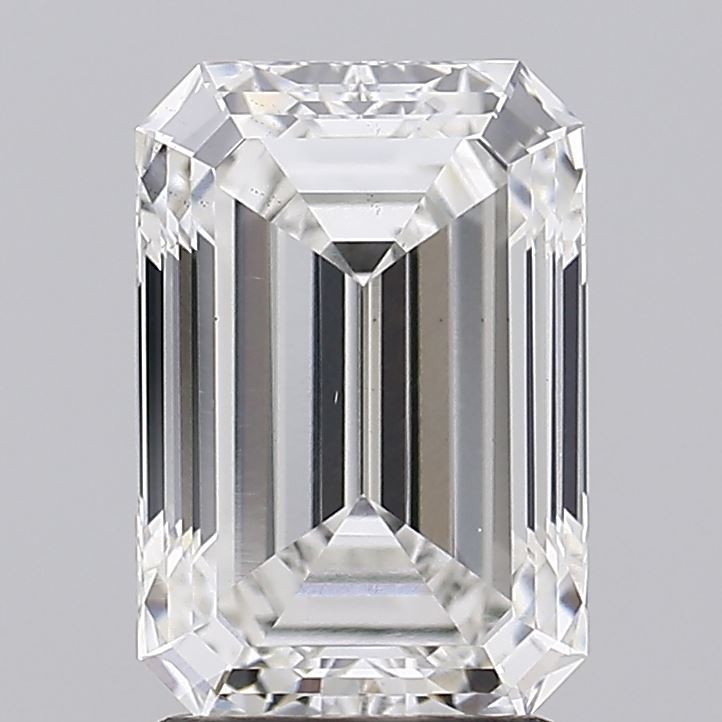 2.5 Carat Emerald Lab Diamond with  Cut Diamond in 14KT  view 1
