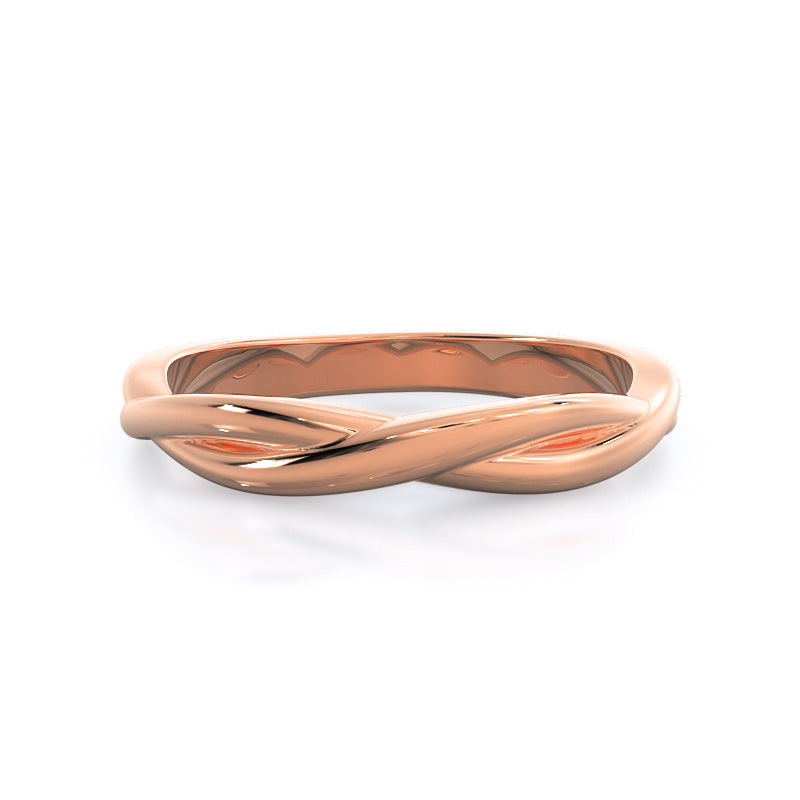 Twisting Solitaire Wedding Band with 18KT Rose Gold Cut Diamond in 14KT Rose Gold view 1
