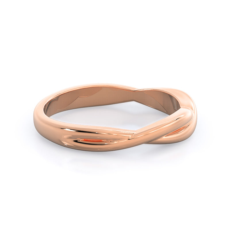 Twisting Solitaire Wedding Band with 18KT Rose Gold Cut Diamond in 14KT Rose Gold view 4
