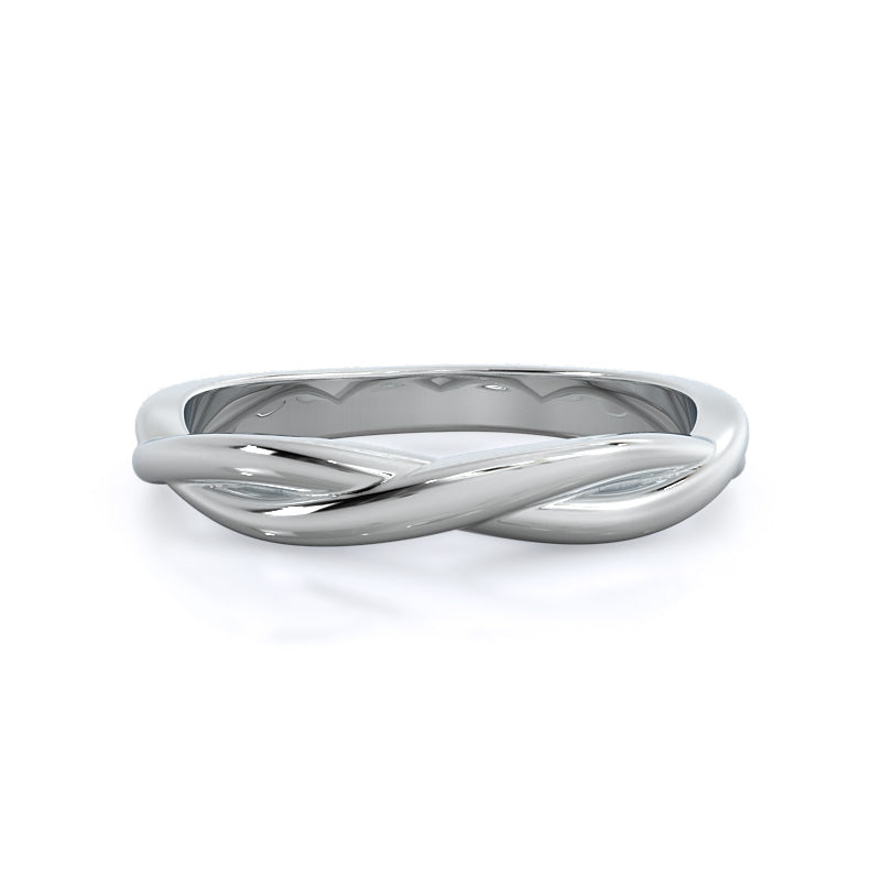 Twisting Solitaire Wedding Band with Platinum Cut Diamond in 14KT Platinum view 1
