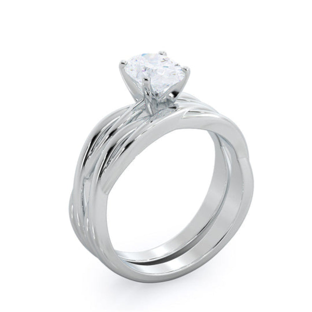 Twisting Solitaire Diamond Ring with Oval Cut Diamond in 14KT Rose Gold view 5
