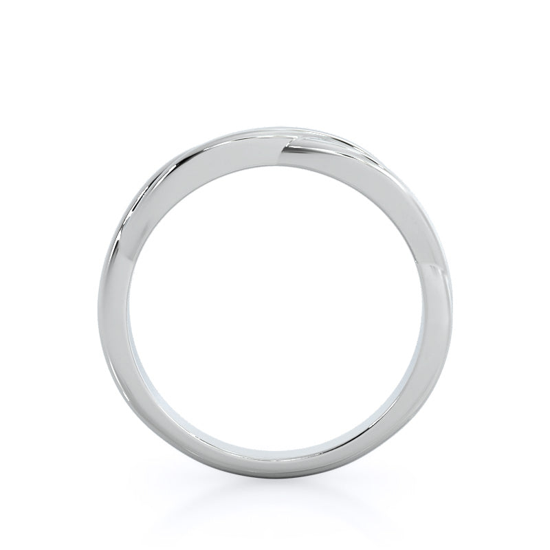 Twisting Solitaire Wedding Band with Platinum Cut Diamond in 14KT Platinum view 2
