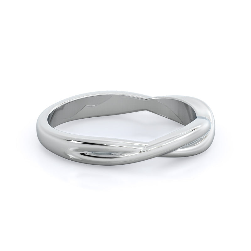 Twisting Solitaire Wedding Band with Platinum Cut Diamond in 14KT Platinum view 4
