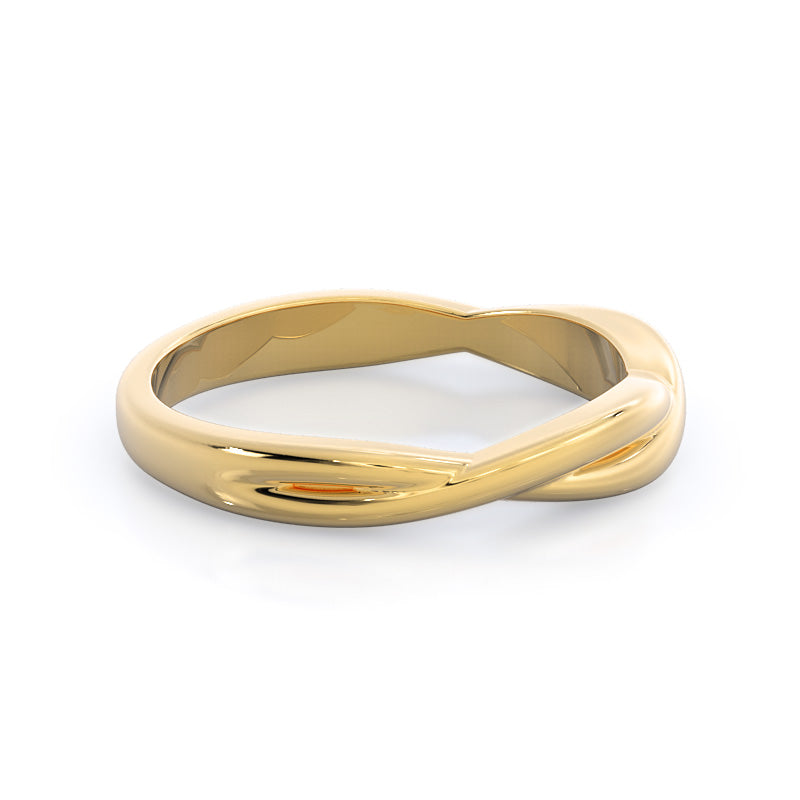 Twisting Solitaire Wedding Band with 18KT Yellow Gold Cut Diamond in 14KT Yellow Gold view 4
