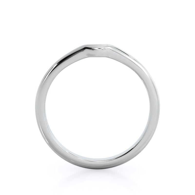 Luminous Six Prong Solitaire Wedding Band with Platinum Cut Diamond in 14KT Platinum view 2
