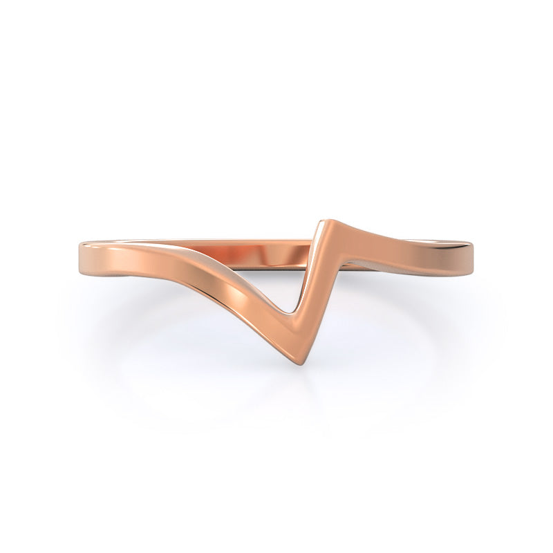 Flourish Solitaire Wedding Band with 18KT Rose Gold Cut Diamond in 14KT Rose Gold view 1
