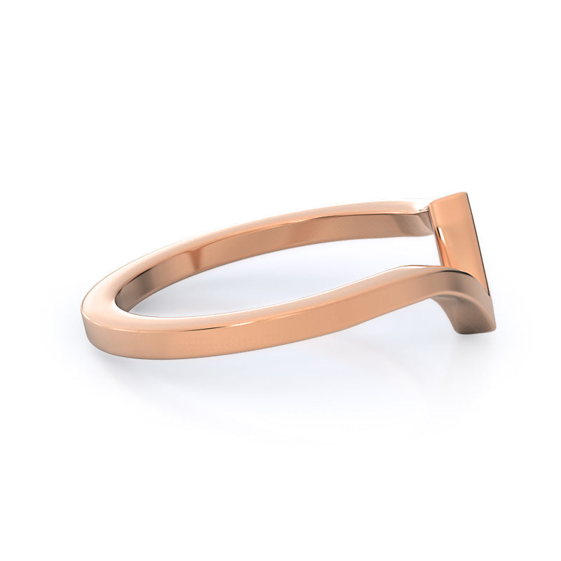 Flourish Solitaire Wedding Band with 18KT Rose Gold Cut Diamond in 14KT Rose Gold view 4
