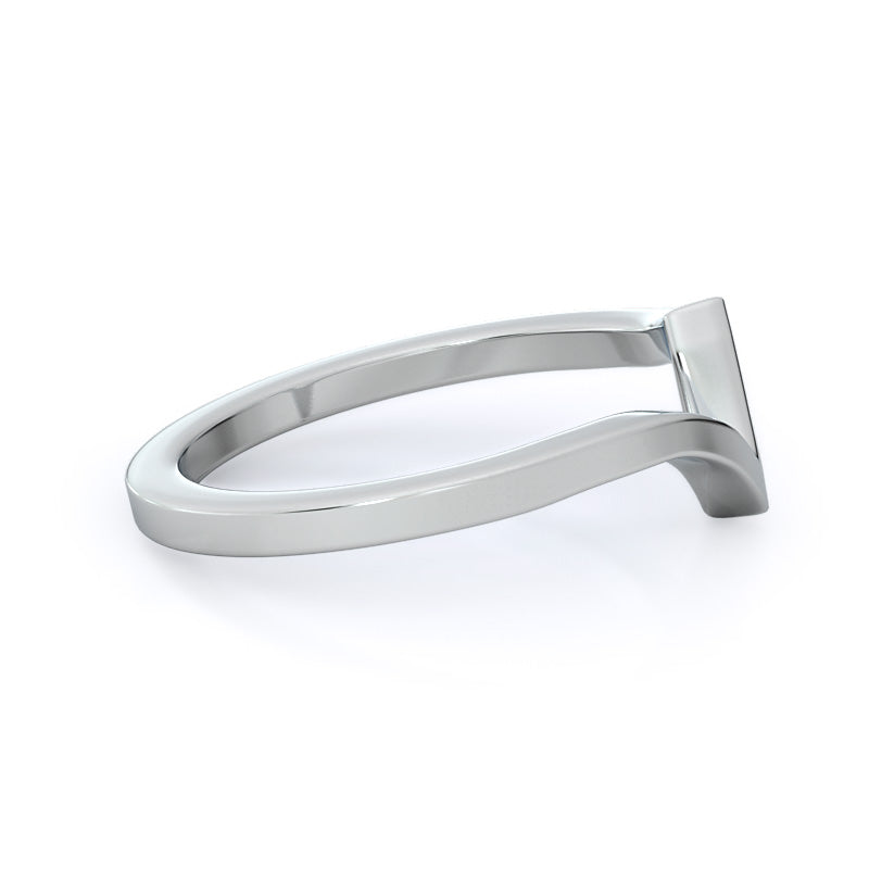Flourish Solitaire Wedding Band with Platinum Cut Diamond in 14KT Platinum view 4
