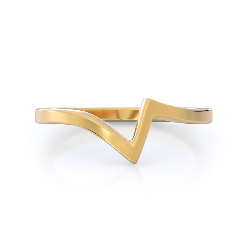 Flourish Solitaire Wedding Band with 18KT Yellow Gold Cut Diamond in 14KT Yellow Gold view 1
