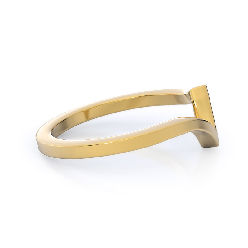 Flourish Solitaire Wedding Band with 18KT Yellow Gold Cut Diamond in 14KT Yellow Gold view 4

