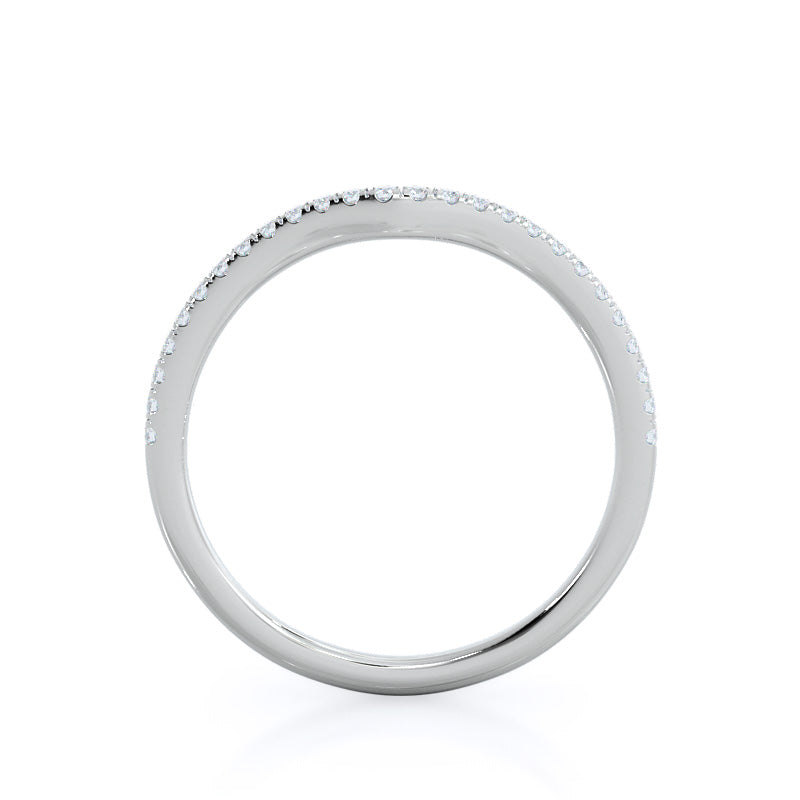 Regal Diamond Trellis Wedding Band with Platinum Cut Diamond in 14KT Platinum view 2
