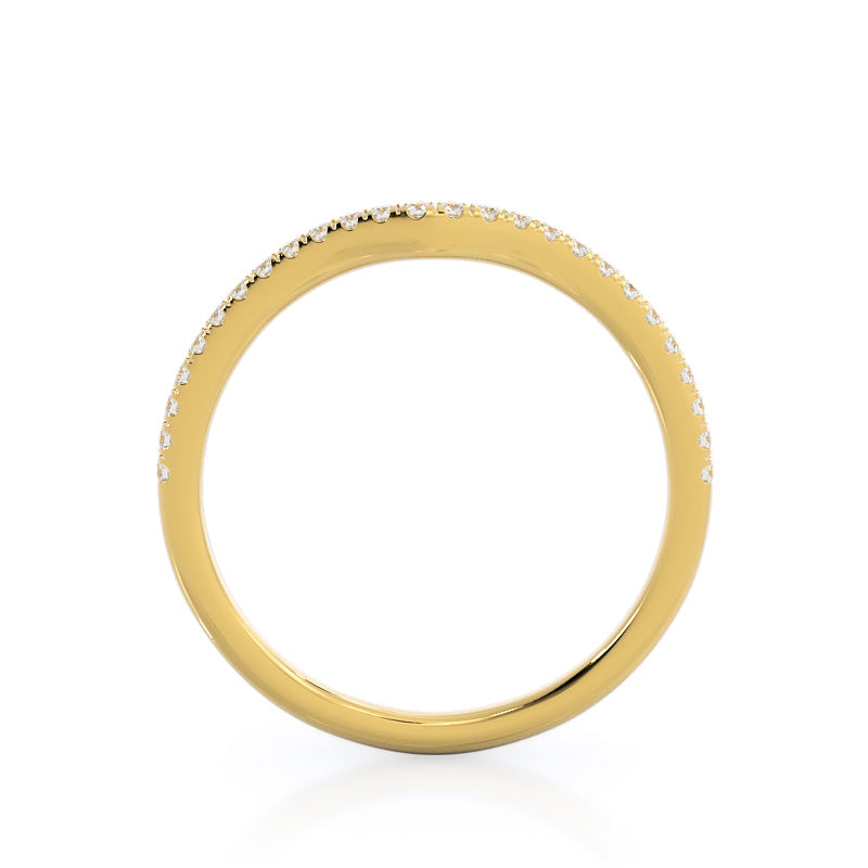 Regal Diamond Trellis Wedding Band with 18KT Yellow Gold Cut Diamond in 14KT Yellow Gold view 2
