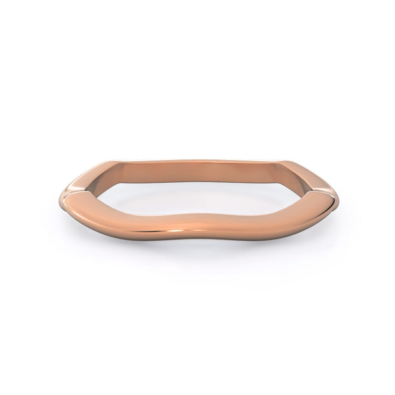 Twirling Solitaire Diamond Wedding Band with 18KT Rose Gold Cut Diamond in 14KT Rose Gold view 1
