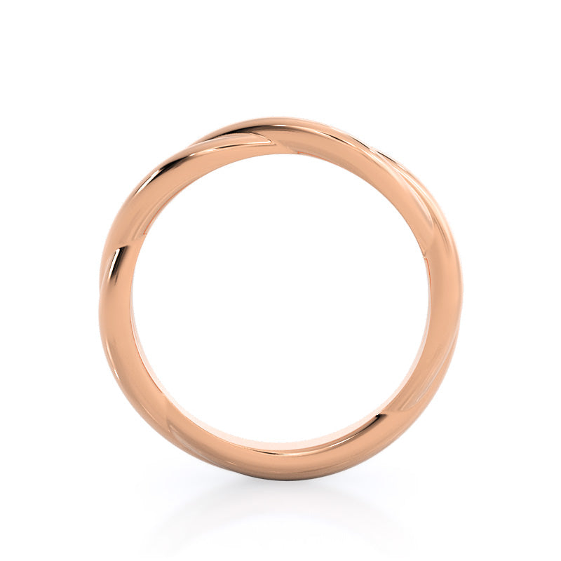 Twirling Solitaire Diamond Wedding Band with 18KT Rose Gold Cut Diamond in 14KT Rose Gold view 2
