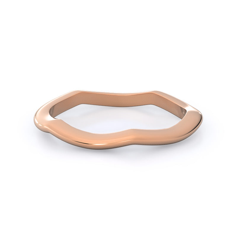 Twirling Solitaire Diamond Wedding Band with 18KT Rose Gold Cut Diamond in 14KT Rose Gold view 4
