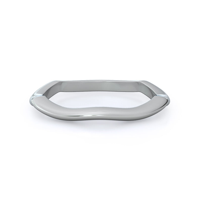 Twirling Solitaire Diamond Wedding Band with Platinum Cut Diamond in 14KT Platinum view 1
