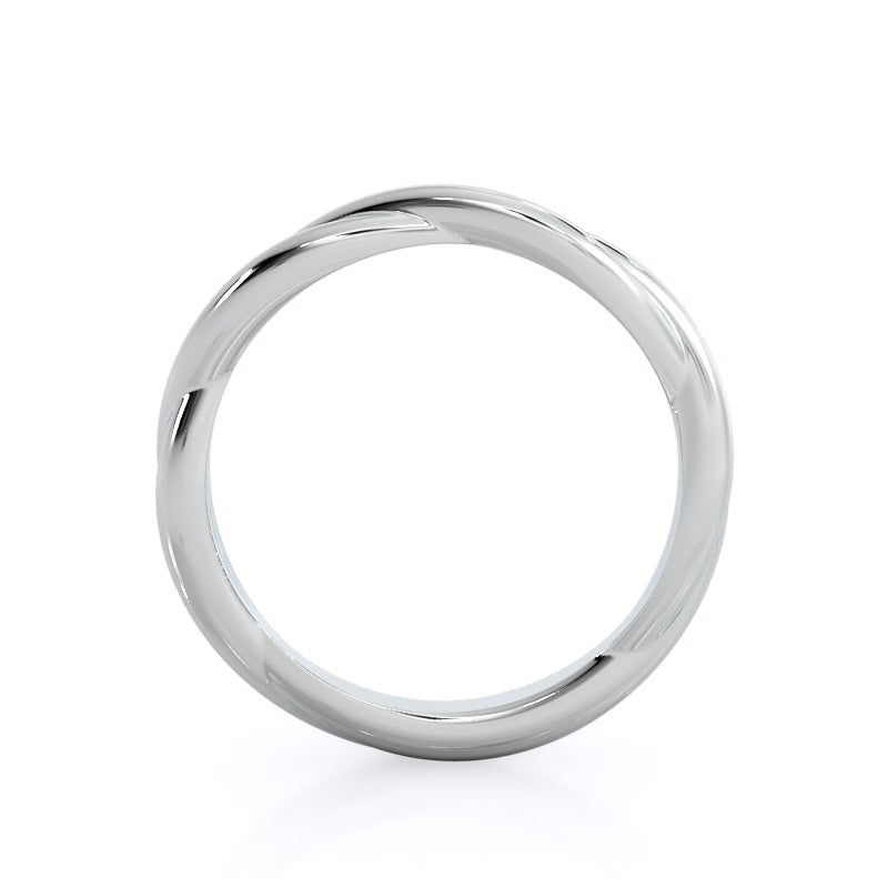 Twirling Solitaire Diamond Wedding Band with Platinum Cut Diamond in 14KT Platinum view 2
