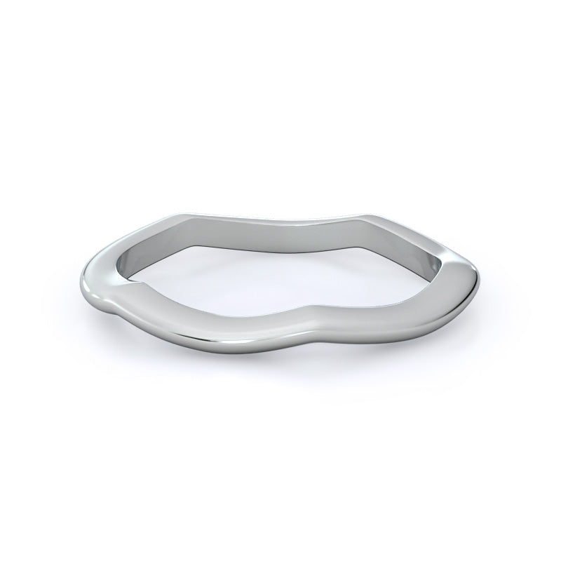 Twirling Solitaire Diamond Wedding Band with Platinum Cut Diamond in 14KT Platinum view 4
