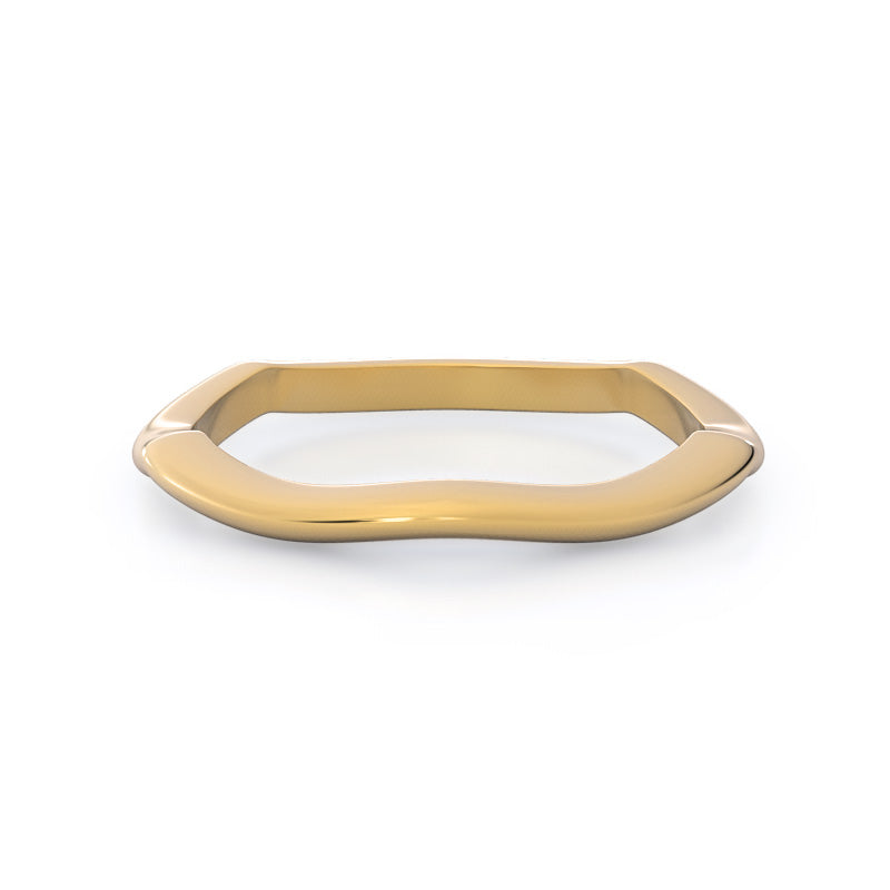 Twirling Solitaire Diamond Wedding Band with 18KT Yellow Gold Cut Diamond in 14KT Yellow Gold view 1
