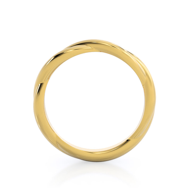 Twirling Solitaire Diamond Wedding Band with 18KT Yellow Gold Cut Diamond in 14KT Yellow Gold view 2
