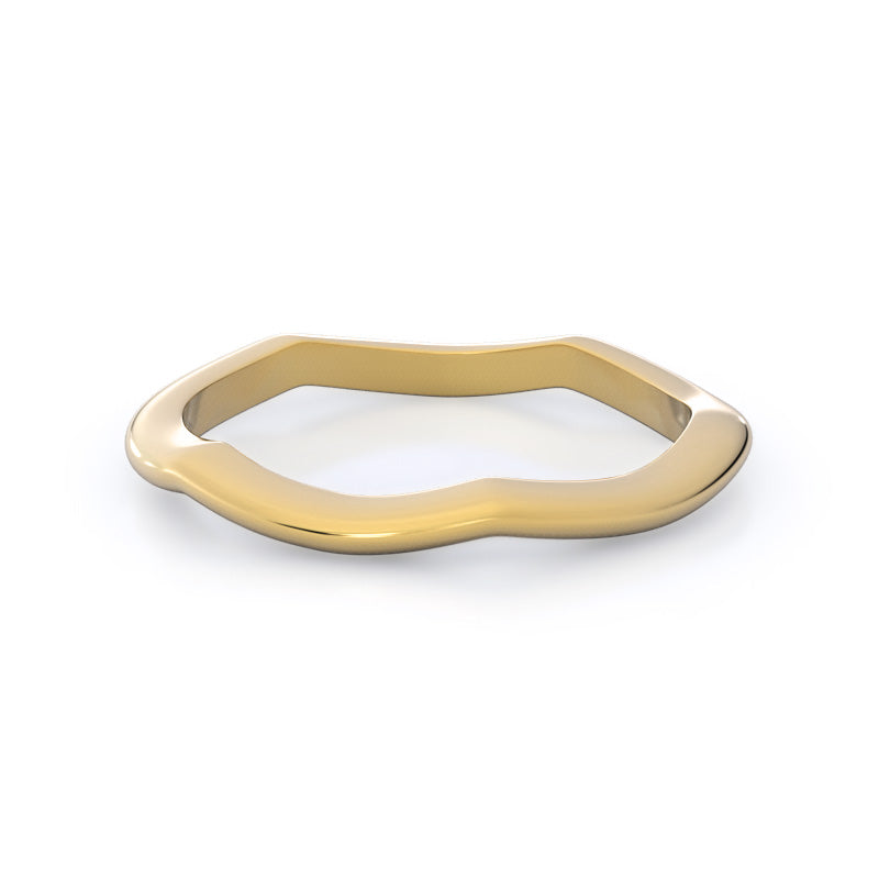 Twirling Solitaire Diamond Wedding Band with 18KT Yellow Gold Cut Diamond in 14KT Yellow Gold view 4
