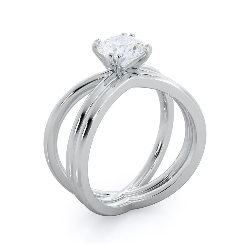 Crisscross Diamond Wedding Band with Platinum Cut Diamond in 14KT Platinum view 3
