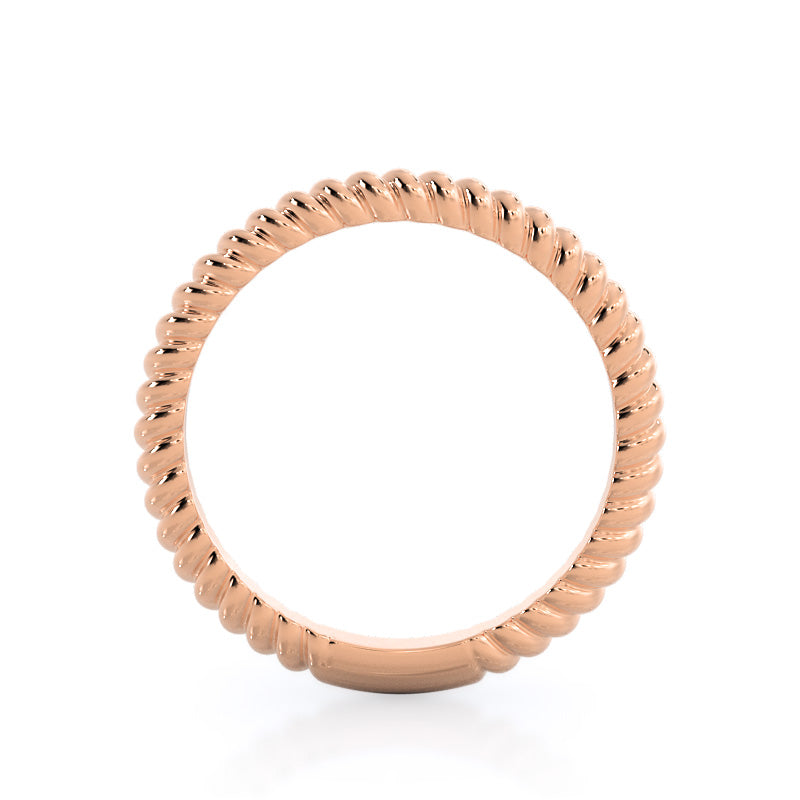 Braided Solitaire Wedding Band with 18KT Rose Gold Cut Diamond in 14KT Rose Gold view 2
