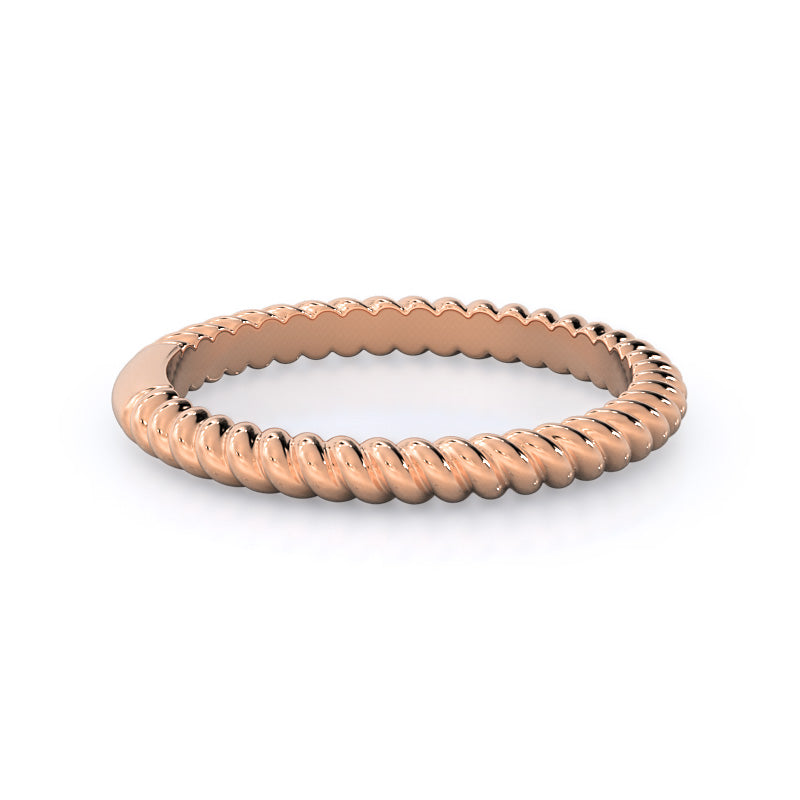 Braided Solitaire Wedding Band with 18KT Rose Gold Cut Diamond in 14KT Rose Gold view 4
