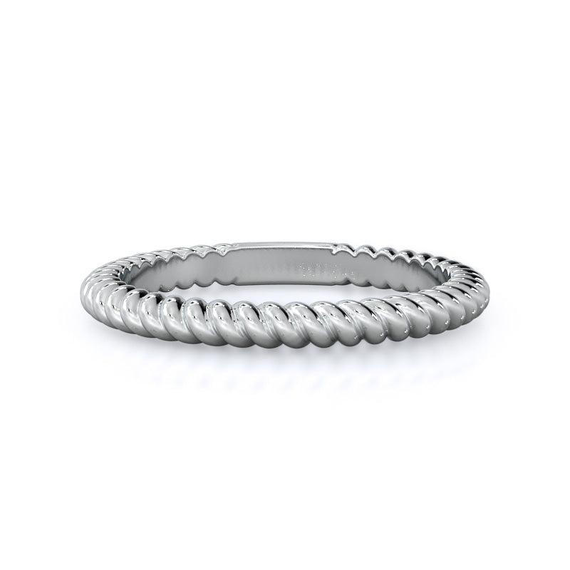 Braided Solitaire Wedding Band with Platinum Cut Diamond in 14KT Platinum view 1
