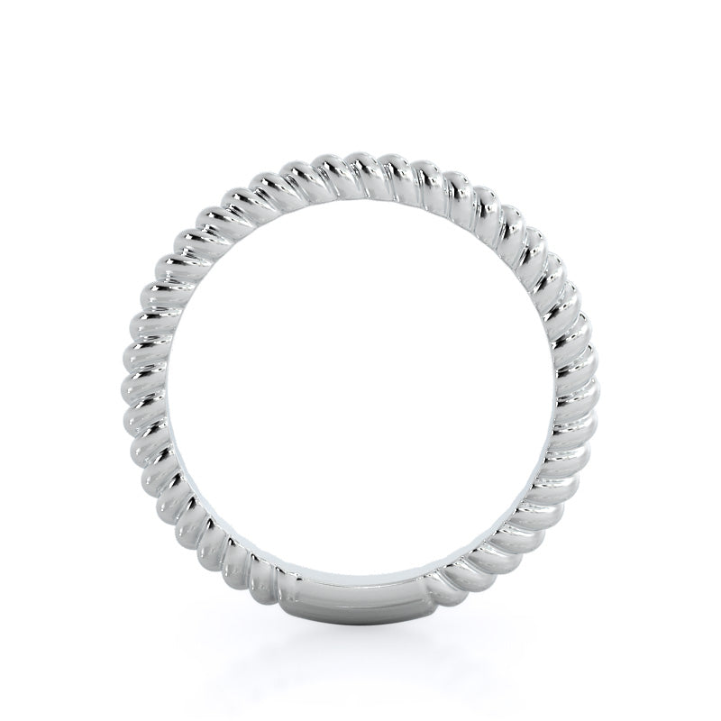 Braided Solitaire Wedding Band with Platinum Cut Diamond in 14KT Platinum view 2
