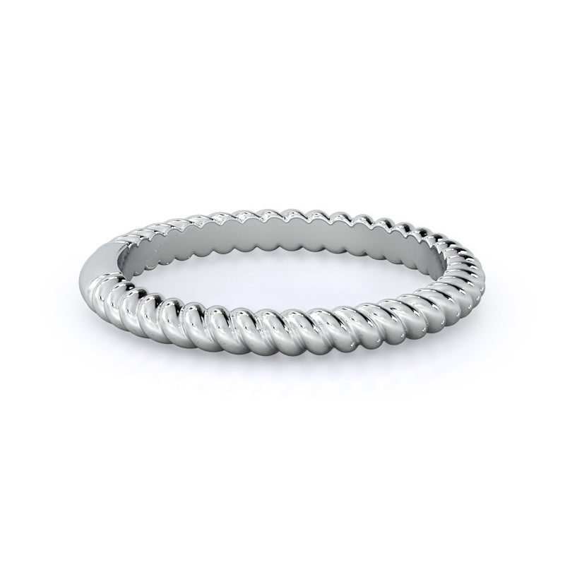 Braided Solitaire Wedding Band with Platinum Cut Diamond in 14KT Platinum view 4
