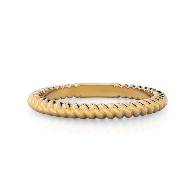 Braided Solitaire Wedding Band with 18KT Yellow Gold Cut Diamond in 14KT Yellow Gold view 1
