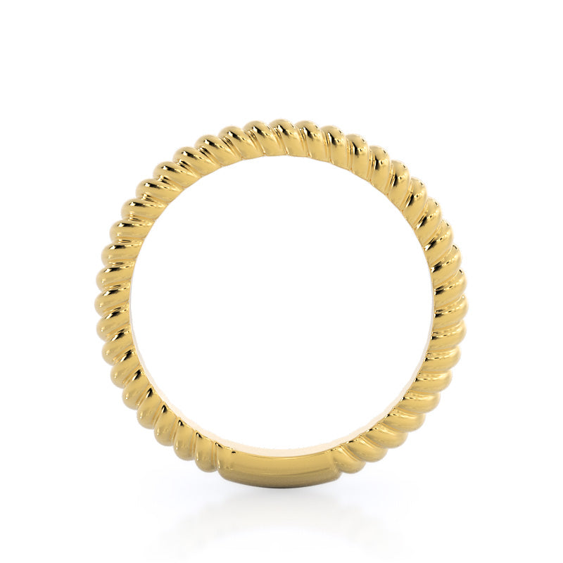 Braided Solitaire Wedding Band with 18KT Yellow Gold Cut Diamond in 14KT Yellow Gold view 2
