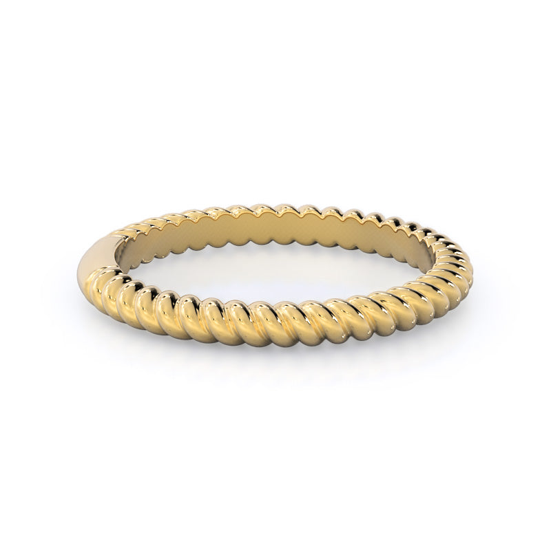 Braided Solitaire Wedding Band with 18KT Yellow Gold Cut Diamond in 14KT Yellow Gold view 4
